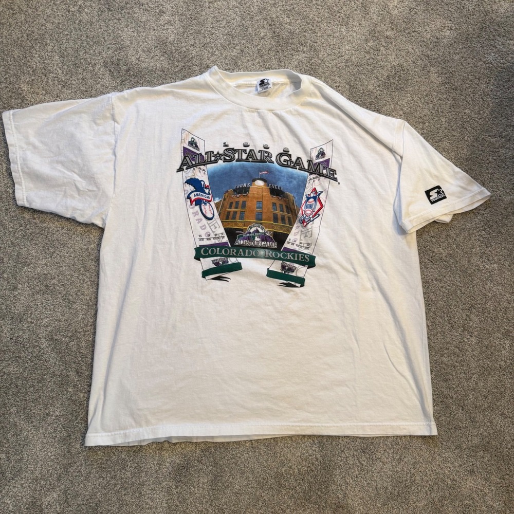 Vintage Starter 1998 MLB All Star Game Colorado Rockies T-Shirt XL White USA